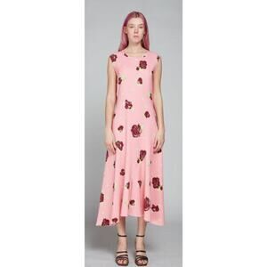 Marni, Floral Print Midi Dress W/ Asymetrical Hem, NWT